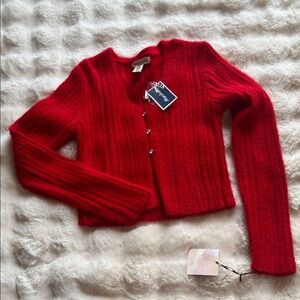 Vibrant Red Women's Cardigan Sweater